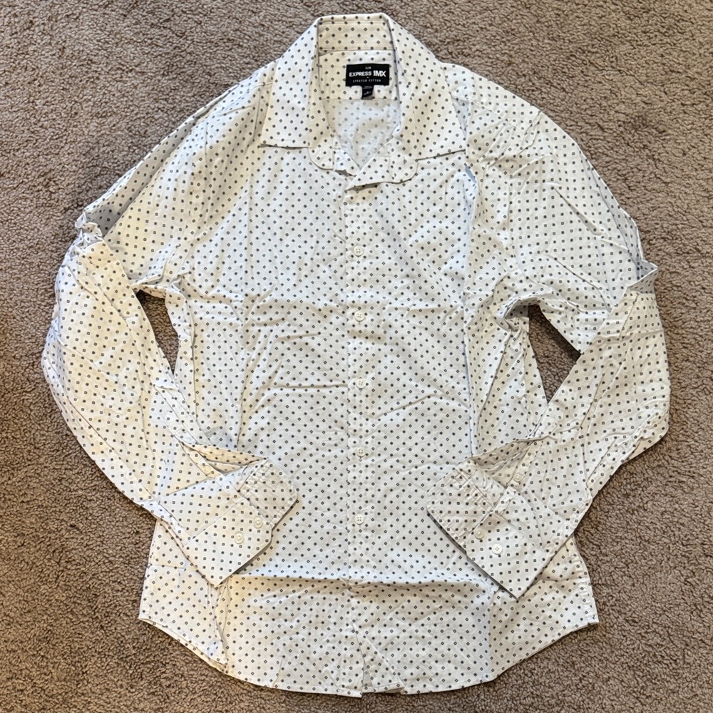 Express White and Black Polka Dot Shirt